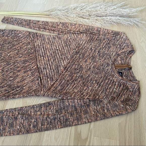 Torn by Ronny Kobo Tara Pleated Long Sleeve Dress in Orange Gold - Picture 3 of 12